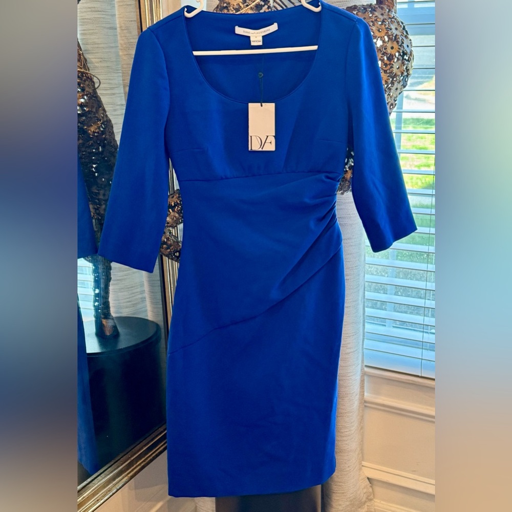 NWT Diane Von Furstenberg DVF Lillian Cobalt Blue spandex Dress size 0 xs